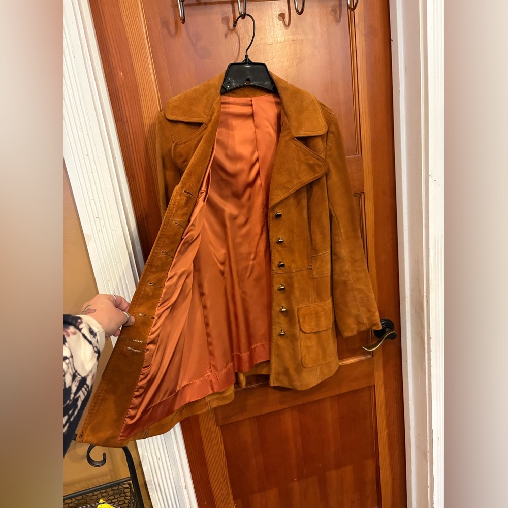 Leather of America NY Genuine Suede -Leather Double-Breasted Coat with lining
